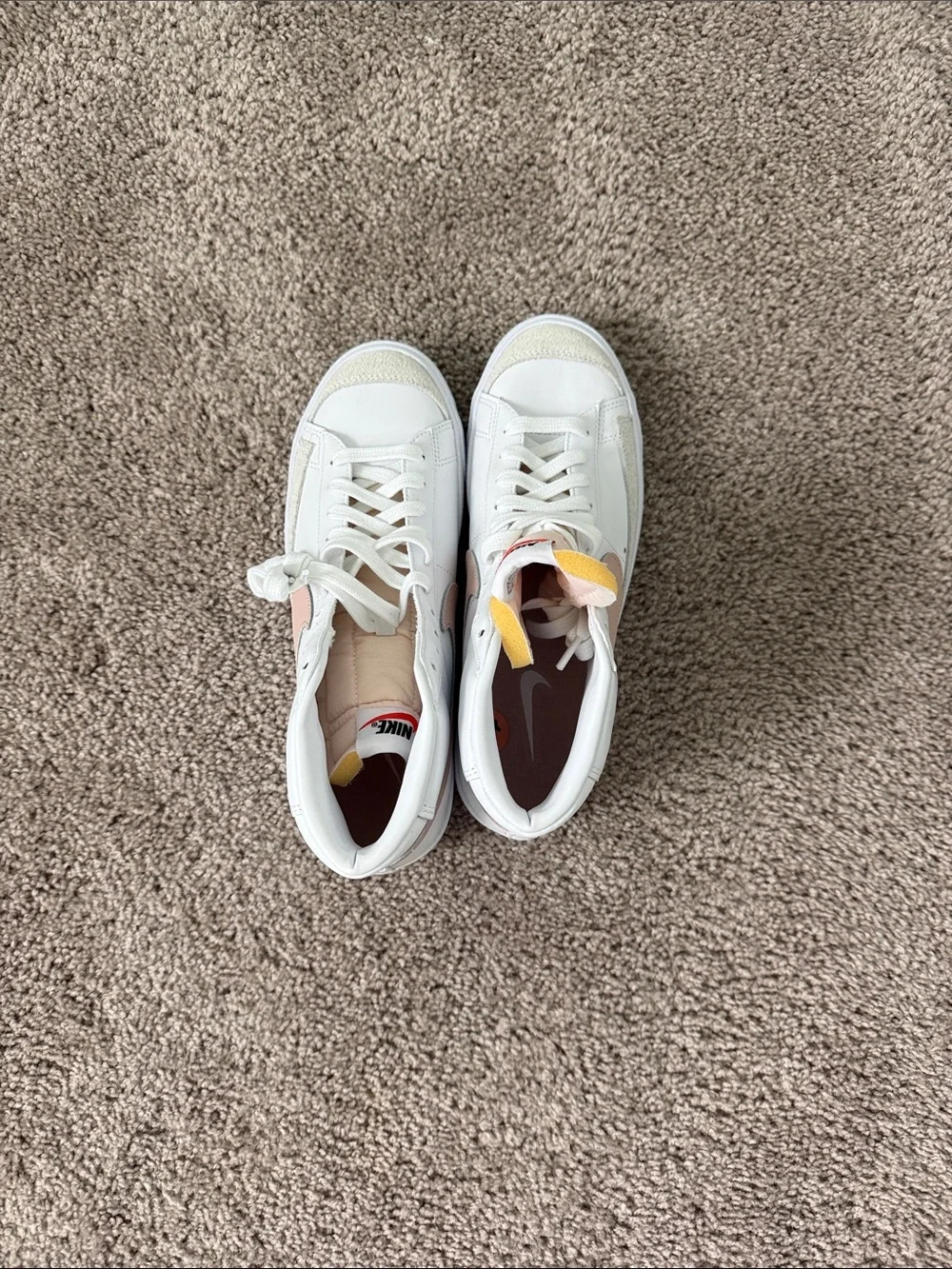 Nike White Low-Top Sneakers with Pink & Yellow Details